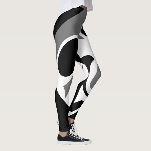 Grijze, witte en zwarte digitale kunst Leggin Leggings (Rechts)