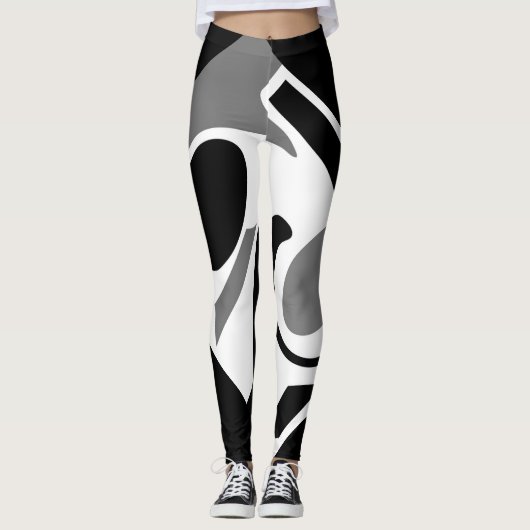 Grijze, witte en zwarte digitale kunst Leggin Leggings (Voorkant)