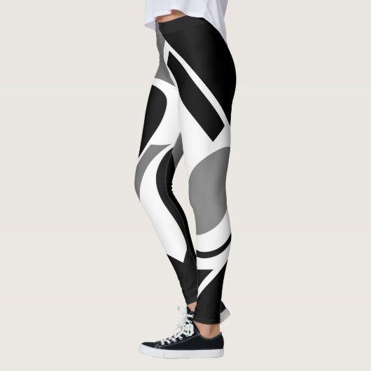 Grijze, witte en zwarte digitale kunst Leggin Leggings (Links)