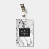 Grijze Witte En Zwarte Marmeren Steen Patroon Badge (Achterkant met clip)