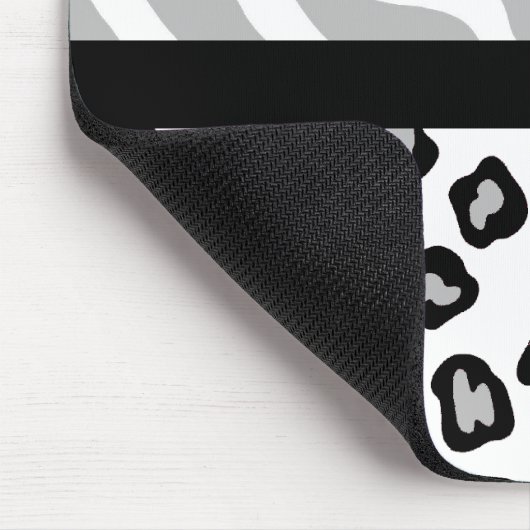 Grijze, witte en zwarte Zebra en Cheetah Skin - Aa Muismat (Hoek)