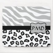 Grijze, witte en zwarte Zebra en Cheetah Skin - Aa Muismat (Voorkant)