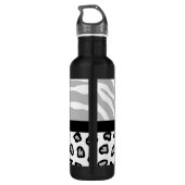 Grijze, witte en zwarte Zebra en Cheetah Skin - Aa Waterfles (Achterkant)