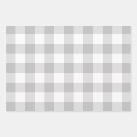 Grijze witte gingham Check Pset Neutral Farmhouse Inpakpapier Vel (Voorkant)