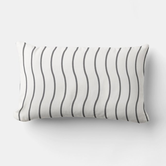 Grijze witte golflengte Lumbar Pillow Kussen (Voorkant)