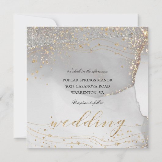 Grijze witte gouden olifanten Elegant mousserend b Kaart (Achterkant)