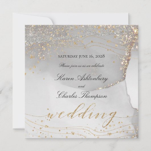 Grijze witte gouden olifanten Elegant mousserend b Kaart (Voorkant)