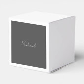 Grijze witte handgeschreven minimalistische Jouw n Bedankdoosjes (Achterkant)