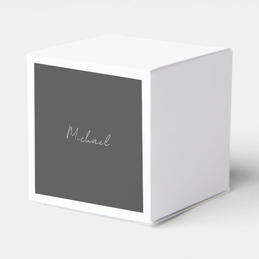 Grijze witte handgeschreven minimalistische Jouw n Bedankdoosjes (Achterkant)