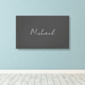 Grijze witte handgeschreven minimalistische Jouw n Canvas Afdruk (Insitu (Houten vloer))