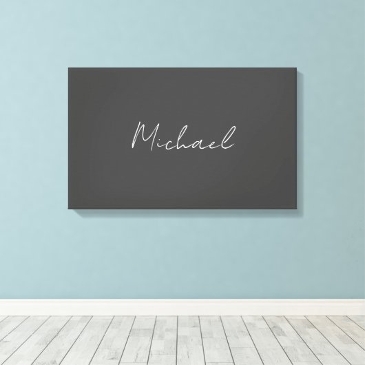 Grijze witte handgeschreven minimalistische Jouw n Canvas Afdruk (Insitu (Houten vloer))