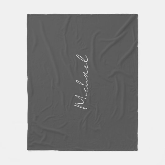 Grijze witte handgeschreven minimalistische Jouw n Fleece Deken (Voorkant)