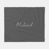 Grijze witte handgeschreven minimalistische Jouw n Fleece Deken (Voorkant (Horizontaal))