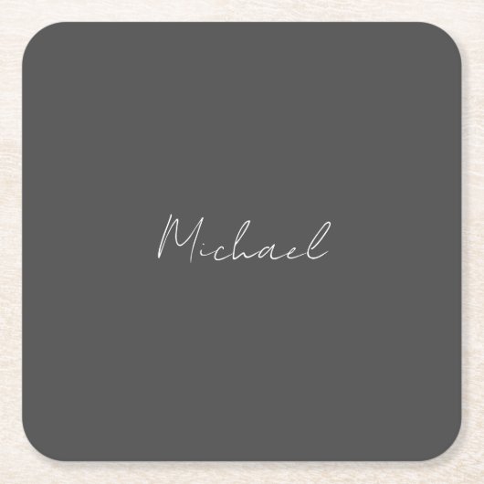 Grijze witte handgeschreven minimalistische Jouw n Kartonnen Onderzetters (Voorkant)