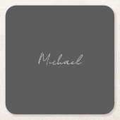 Grijze witte handgeschreven minimalistische Jouw n Kartonnen Onderzetters (Voorkant)