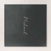 Grijze witte handgeschreven minimalistische Jouw n Legpuzzel (Horizontaal)