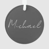 Grijze witte handgeschreven minimalistische Jouw n Ornament (achterkant)