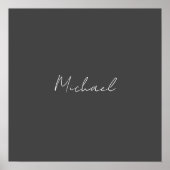 Grijze witte handgeschreven minimalistische Jouw n Poster (Voorkant)