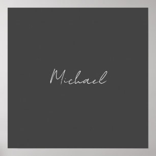 Grijze witte handgeschreven minimalistische Jouw n Poster