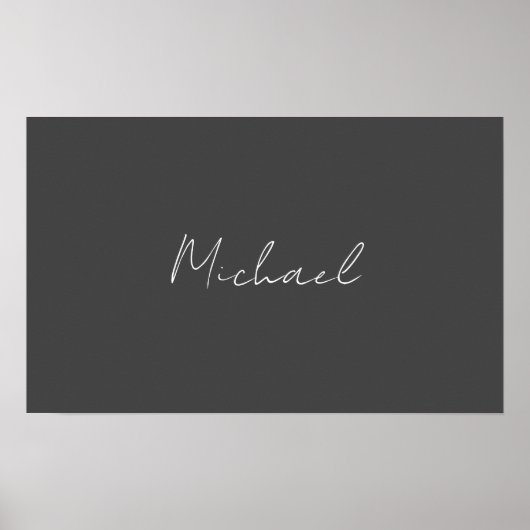 Grijze witte handgeschreven minimalistische Jouw n Poster (Voorkant)