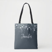 Grijze & Witte Hangende Gepersonaliseerde Lichten Tote Bag (Voorkant)