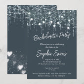 Grijze & Witte Hangende Lichten Bachelorette Party Kaart (Voorkant / Achterkant)