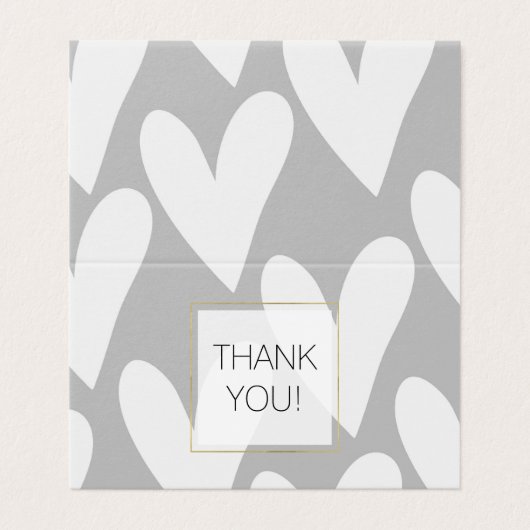 Grijze witte harten bruiloft dank u kaart (Buitenkant ongevouwen)