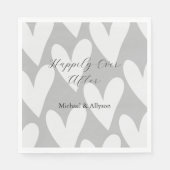 Grijze Witte Harten Trouwen Servet (Voorkant)