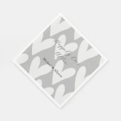 Grijze Witte Harten Trouwen Servet (Hoek)