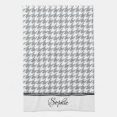 Grijze & Witte Houndstooth Gepersonaliseerd Theedoek (Verticaal)