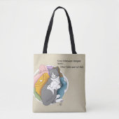 Grijze Witte Kattenhaar Wasmachine Tote Bag (Voorkant)