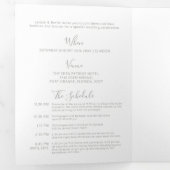 Grijze witte kleine hartbruiloft  drieluik uitnodiging (Binnenzijde eerst)