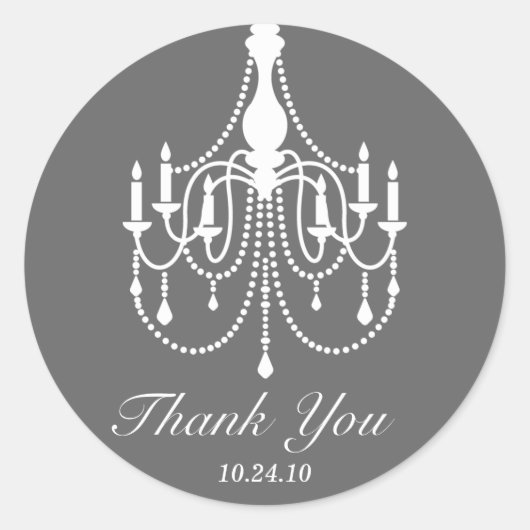 Grijze Witte Kroonluchter Dank Je Ronde Sticker (Voorkant)