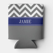 Grijze witte LG Chevron Navy naammonogram Blikjeskoeler (Voorkant)