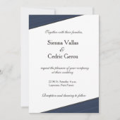 Grijze witte marineblauwe strepen trouwuitnodiging kaart (Voorkant)