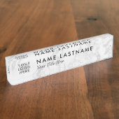 Grijze witte marmer Aangepaste Logo Desk Naambordje (Zijkant)