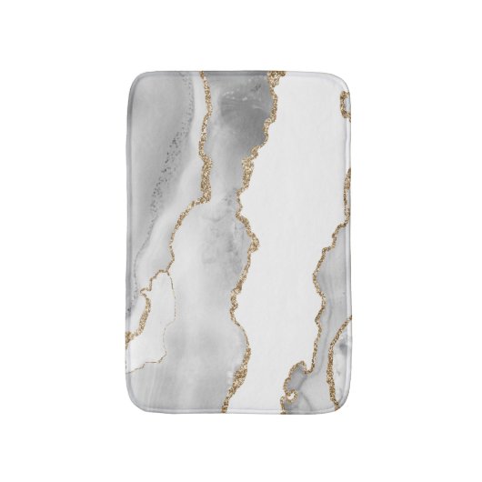 Grijze witte marmer Agate Geraffineerde glitter Badmat (Voorkant Verticaal)