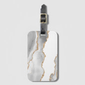 Grijze witte marmer Agate Geraffineerde glitter Bagagelabel (Voorkant (verticaal))