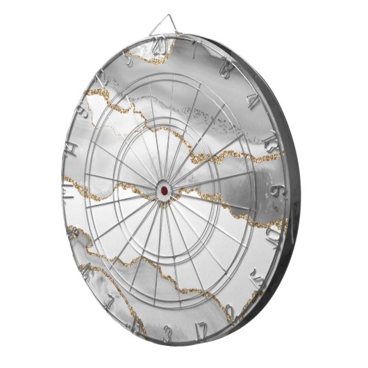 Grijze witte marmer Agate Geraffineerde glitter Dartbord (Voorkant Rechts)