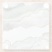 Grijze witte marmer Agate Geraffineerde glitter Glazen Onderzetter (Achterkant)