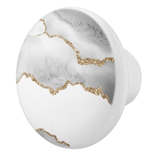 Grijze witte marmer Agate Geraffineerde glitter Keramische Knop (Rechts)
