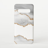 Grijze witte marmer Agate Geraffineerde glitter Samsung Galaxy Hoesje (Achterkant)