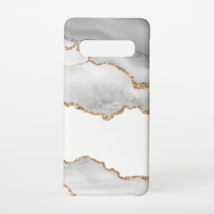 Grijze witte marmer Agate Geraffineerde glitter Samsung Galaxy S10 Hoesje
