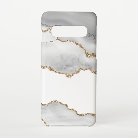 Grijze witte marmer Agate Geraffineerde glitter Samsung Galaxy Hoesje (Achterkant)