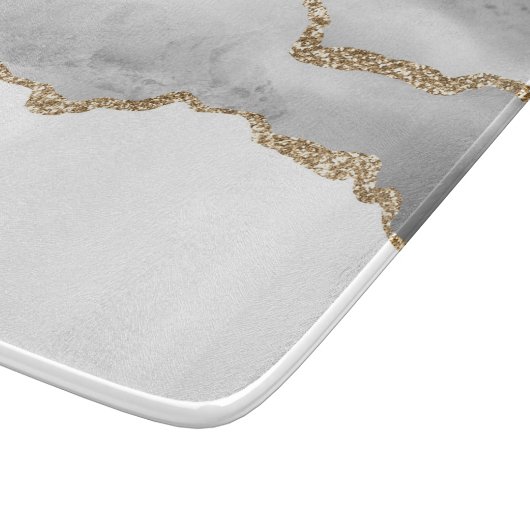 Grijze witte marmer Agate Geraffineerde glitter Snijplank (Hoek)