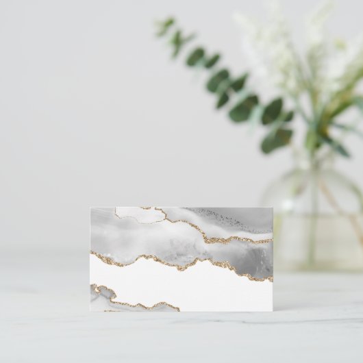 Grijze witte marmer Agate Geraffineerde glitter Visitekaartje (Staand voorkant)