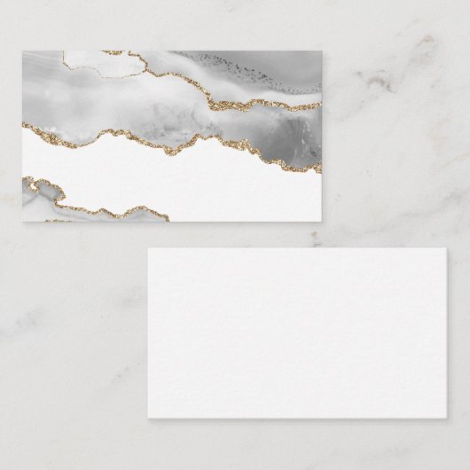 Grijze witte marmer Agate Geraffineerde glitter Visitekaartje (Voorkant / Achterkant)