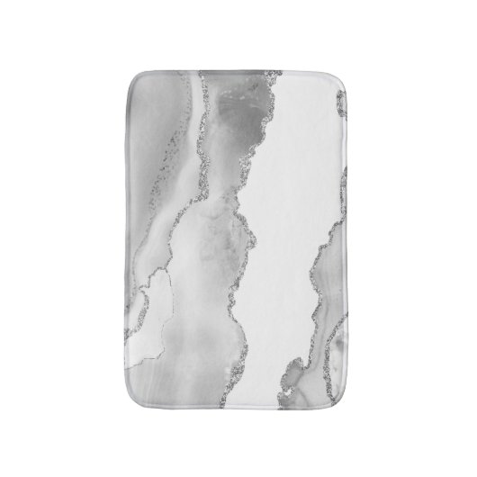 Grijze witte marmer Agate Simple Silver Glitter Badmat (Voorkant Verticaal)