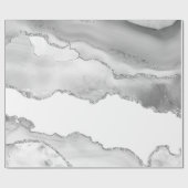 Grijze witte marmer Agate Simple Silver Glitter Cadeaupapier (Vlak)