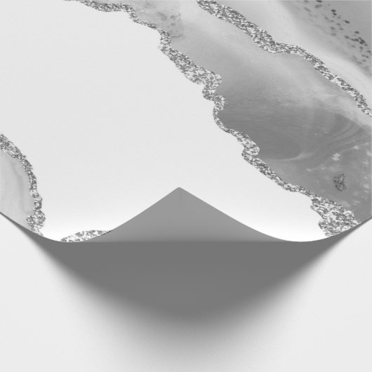 Grijze witte marmer Agate Simple Silver Glitter Cadeaupapier (Hoek)